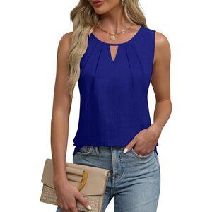 Blooming Jelly Womens Royal Blue Sleeveless Basic Loose Casual Summer Tank Top